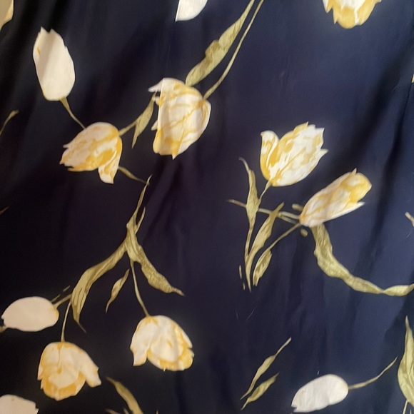 Vintage Scarlett rayon navy & yellow floral sleeveless midi dress with zip back - Picture 4 of 6